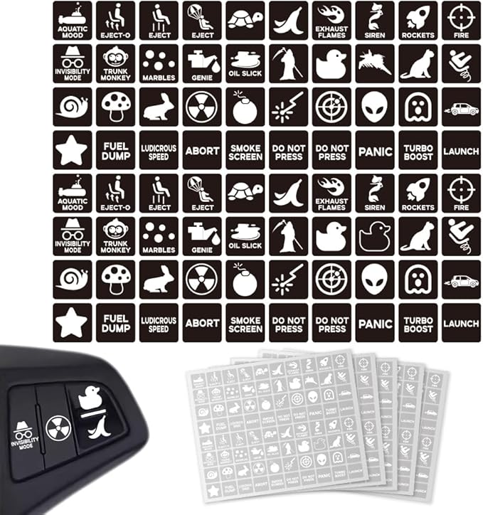 400 Pcs Car Switch Panel Stickers, 40 Designs Auto Switch ID Label Decals Fun Car Button Icon Black Dash Board Label Decals for Boat Truck