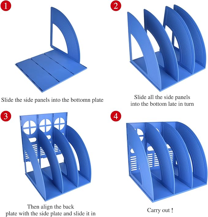 SAYEEC Magazine File Holder Desk Binder Holder Plastic File Sorter Folder Organizer Stand Book Shelf Dividers Vertical Filling Storage Rack Desktop Bookshelf Display Box for Office School Home (Blue)