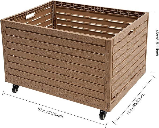 Collapsible Rolling Crate on Wheels,Heavy Duty Foldable Storage Bin,440lbs Capacity Plastic Furniture Moving Dolly Cart for Travel Shopping (1PCS)
