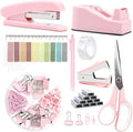 Office Supplies,Desk Accessories, Stapler and Tape Dispenser Set for Women with Stapler, Tape Dispenser, Staple Remover, Staples, Clips, Scissor and Tabs,Gift for Students, Coworkers