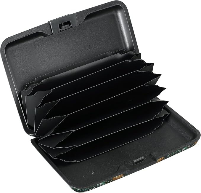 ELFISH RFID Blocking Credit Cards Holder Aluminum Wallet Metal ID Case for Men Women(Peacock Feathers)