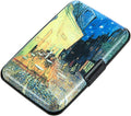 Credit Card Holder Wallet for Women Men RFID Blocking Small Metal Business Aluminum Protector Sleeves Slim Mini Cards Case (Cafe Terrace at Night by Vincent Van Gogh)