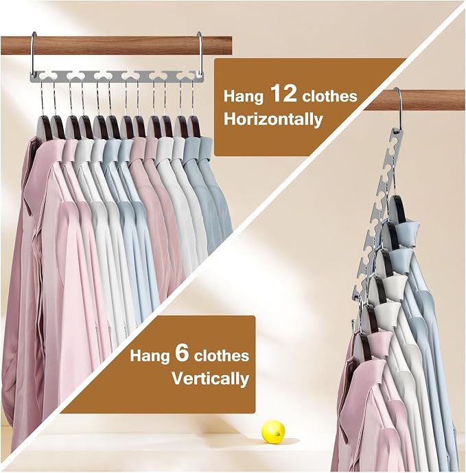 Space Saving Hangers for Clothes 8 Pack, Sturdy Metal Hangers Wardrobe Organizer, Magic Cascading Hanger, Closet Space Saver Closet Organizers and Storage