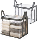 Large Clear Thick Plastic Storage Box with Hinged Lid, Heavy-Duty Durable High Capacity Organizer, Foldable Storage Box,Perfect for Home, Camping, Travel, Attic & Moving (Gray-L-2)