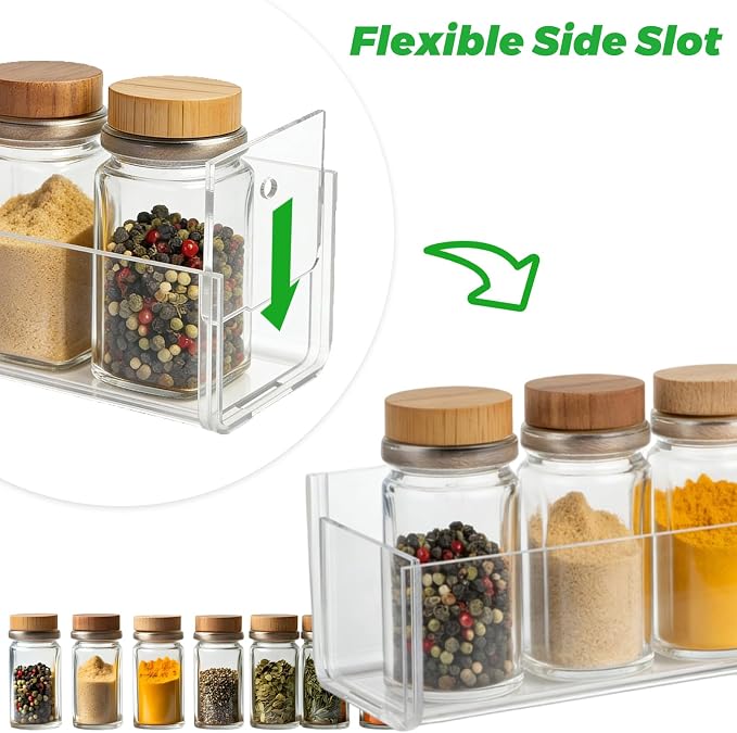 ASelected 4 PCS Acrylic Spice Rack for Wall, 12inch Adhesive Spice Rack Wall Mount, Walls Mounted Spices Racks Organizer for Kitchen, Cabinet Door, Cupboard