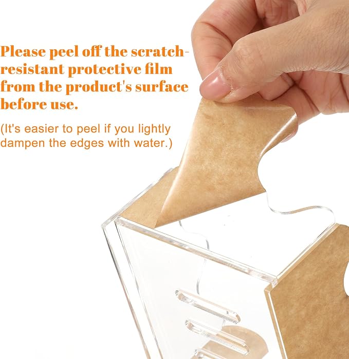 Clear Acrylic Sticky Note Holder Wavy Memo Pad Dispenser for Desk Storage | Acrylic Material, Elegant Wavy Border, Crystal Clear View, Compact Desk Organizer, Easy Access Top Opening