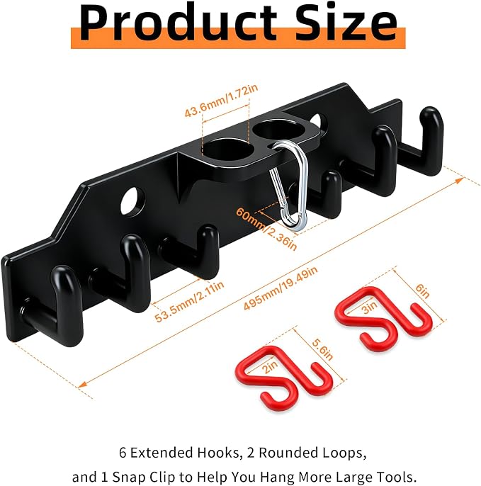 Lineman Tool Board, Line Work Bucket Accessories with 2PCS 3" and2 PCS 2" Aerial Bucket Hooks, Truck Hook Organizer for Heavy Duty Trucks Tool and Lineman