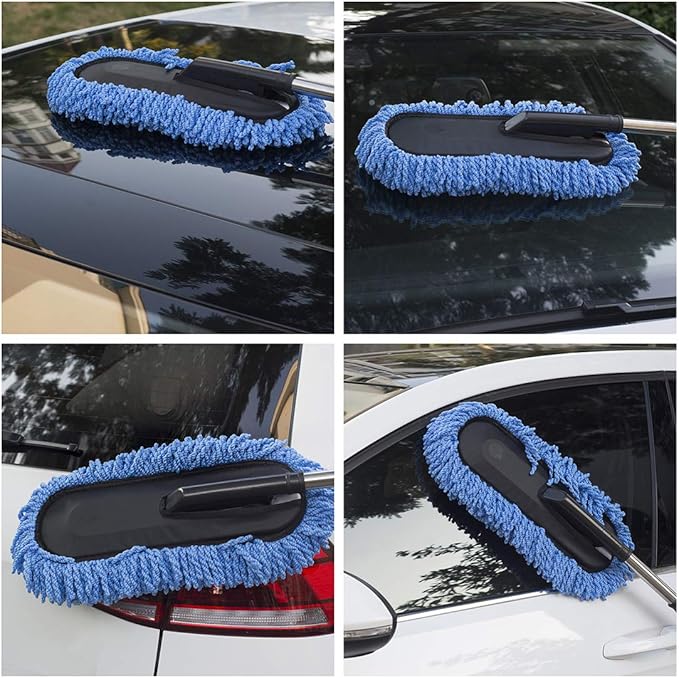 (3 Pack) Microfiber Car Duster Exterior Scratch Free, Extendable Handle Interior Multipurpose dust Cleaning Duster for car