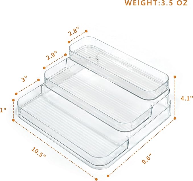 GREATLINK 3-Tier Acrylic Spice Rack Organizer for Cabinet and Kitchen – Cabinet & Countertop Storage for Spices, Seasonings, Pantry, Perfume & Medicine (1 Pack)