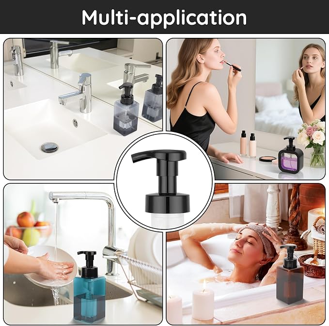Segbeauty 3pcs Black Foaming Hand Soap Dispenser Bottle Pump Head, Foam Kitchen Soap Dispenser Pump Replacement for Bathroom Shampoo Foamer Bottle, 40 Thread Size Hand Dish Foaming Bottles Pumps