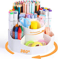 Rotating Desk Pen Organizer, 13 Storage Slots, Large Capacity Pen & Marker Holder, Multifunctional Desktop Organizer for Stationery, Cosmetics, and Kitchen (White)
