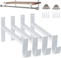 AddGrace Closet Rod Bracket Heavy Duty Shelf Brackets White 10 Inch 4 Pack | Fit for Closet Wardrobe Laundry Room and Kitchen, with Hook, Store Above and Hang Below, Supports 66 lbs, Easy to Install