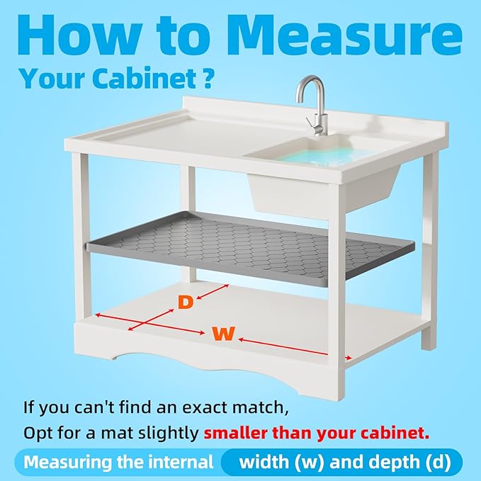 Winisok Silicone Under Sink Mat 34" x 19", kitchen Essentials and Gadgets, Shelf liner and Cabinet Protector, Home Organizers and Storage, Waterproof Bathroom Tray