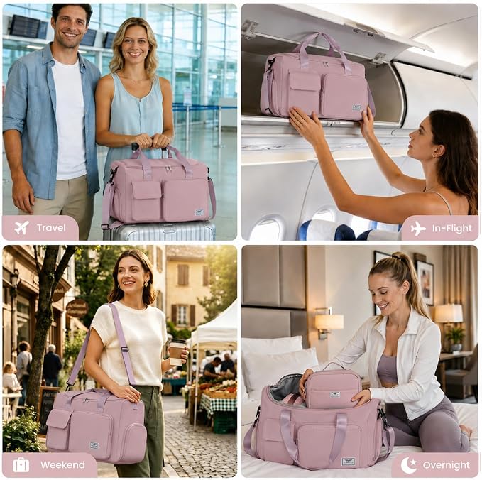 FIORETTO Women's Gym Duffle Bag with Shoes Compartment, 30L Capacity, Ideal for Travel, Gym, Sports, Duffel, Weekender