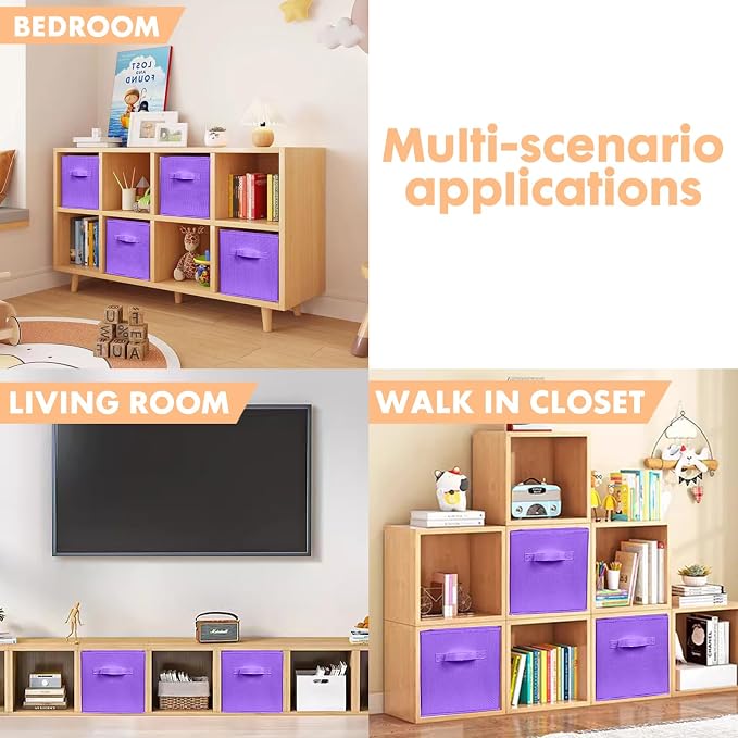 ShellKingdom Storage Bins, Foldable Fabric Storage Cubes And Cloth Storage Organizer Drawer For Closet And Toys, 2 Pack (Violet)