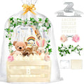 Wooden Baby Shower Crate Closet with Hanger Rack,Baby Baskets,Baby Shower Baskets with Handles & Garland for Newborn Boys Girls,Pregnancy Gifts for New Parents