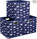 Whale Collapsible Cloth Storage Cube Baskets Blue Fabic Cube Bins 10.5x 10.5 x11 in Foldable Storage Cube Boxes Folding Storage Inserts Drawer for Cube Organizer Storage ,QY-SC11-3