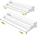 Jojocross Spice Rack Organizer for Cabinet, 3 Tier Expandable Shelf, Great for Kitchen Cabinets, Cupboard,Pantry and More,Metal Plate with Hole (2 Packs/White,9.45" D x 12.8"~24“L x 3.56" H)