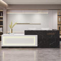 Modern Reception Desk with Counter, Front Desk Reception Counter with Lockable Drawer, Keyboard Tray & Storage Cabinet, Solid Wood Receptionist Table for Salon Office Lobby (B - Left, L 2.8m/110in)