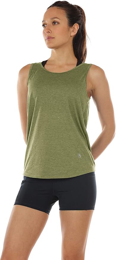icyzone Women's Open Back High Neck Workout Athletic Gym Tank Tops