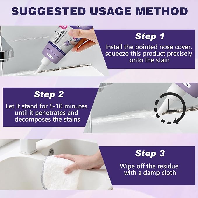 2Pcs Cleaning Remover Gel,Powerful Household Cleaning Gel,Multi-Surface Remover Gel for Bathroom Shower Kitchen Tile Grout, Sinks Countertops,Safe Formula That Does Not Damage Surface,180g
