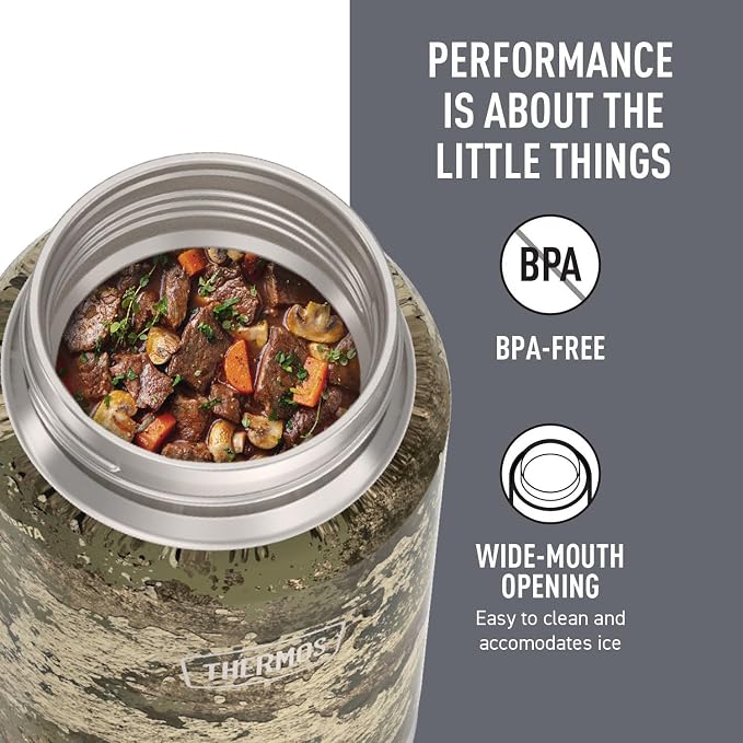 THERMOS, Stainless Steel Food Jar with Spoon, 24 Ounces, True Timber