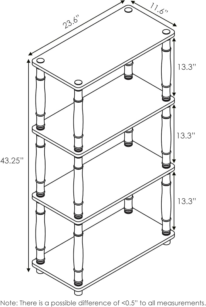 Furinno Turn-N-Tube 4-Tier Multipurpose Shelf Display Rack, Classic Tubes, Columbia Walnut/Black