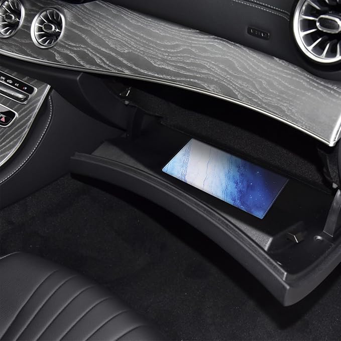 LumiMokki Premium Car Registration & Insurance Card Holder with Magnetic Shut, Vehicle Glove Box Car Organizer - For Documents, Cards, License (Marble)