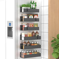 HuggieGems 6 Pack Magnetic Spice Storage Rack Organizer for Refrigerator and Oven, Dark Gray Fridge Organizers and Storage