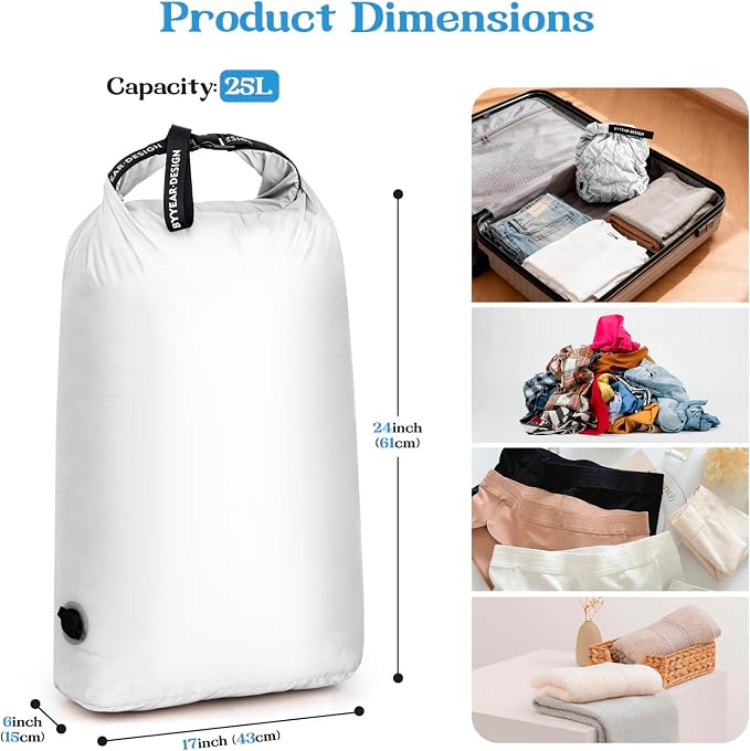 Travel Laundry Bag for Dirty Clothes, Waterproof Compression Bags | Moisture-resistant Vacuum Storage Bag, Space-Saving Laundry Storage Organizer for Cruise, Swimming, Gym