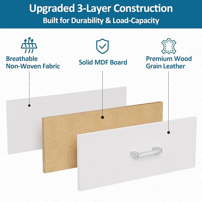 3 Fabric Drawer for Closet Storage: White Stackable Dresser Short Drawers for Clothes Organizer, Low Modular Chest Cabinet for Inside Closet Bedroom Nursery & Small Spaces, 2 Packs