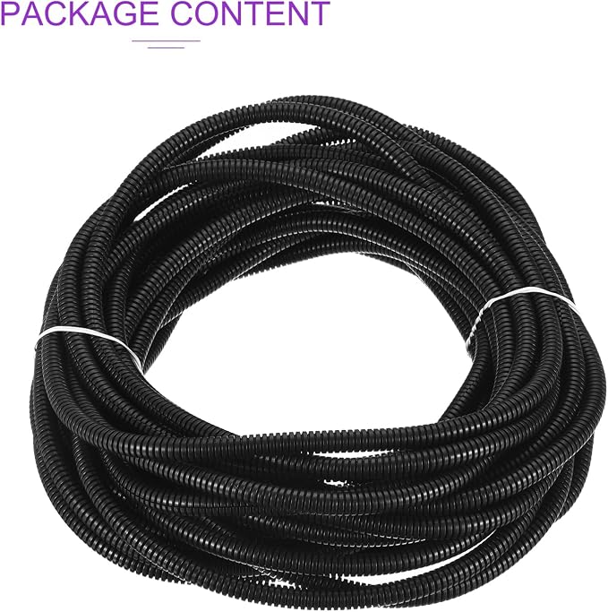 DMiotech 50ft Wire Loom Split Tubing 1/4 Inch(6.5 Mm) ID, Cord Protectors from Pet Flexible Conduit Cable Management for Office, Home, Garden, Black