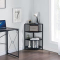 VECELO 31 Inch Corner Shelf, 4-Tier Display Shelves, Wood Storage Stand with Metal Frame, Multipurpose Shelving Unit for Small Space, Home Office, Black