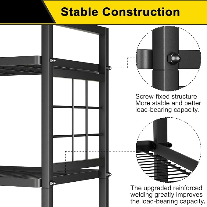 GIOTORENT 6-Wire Standing Storage Shelf for Bathroom Organizers and Storage & Laundry Room Organization, Metal Shelving Unit Pantry Rack for Kitchen & Bathroom, Black