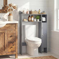 Tangkula Over the Toilet Storage Cabinet, Bathroom Organizer with Toilet Paper Holder, Adjustable Shelves, Freestanding Behind Toilet Stand, Perfect for Bathroom, Laundry (Gray)