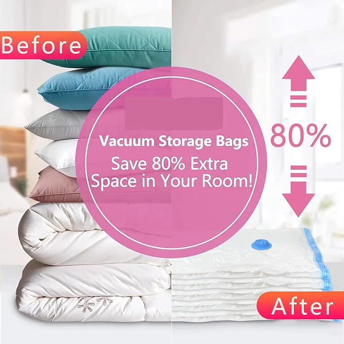 15 Pack Vacuum Storage Bags with Electric Pump, Travel (3 Jumbo, 3 Large, 3 Medium, 3 Small, 3 Roll Up Bags) Vacuum Seal Bags for Clothes, Bedding,Blankets,Space Saver Vacuum Storage Bags