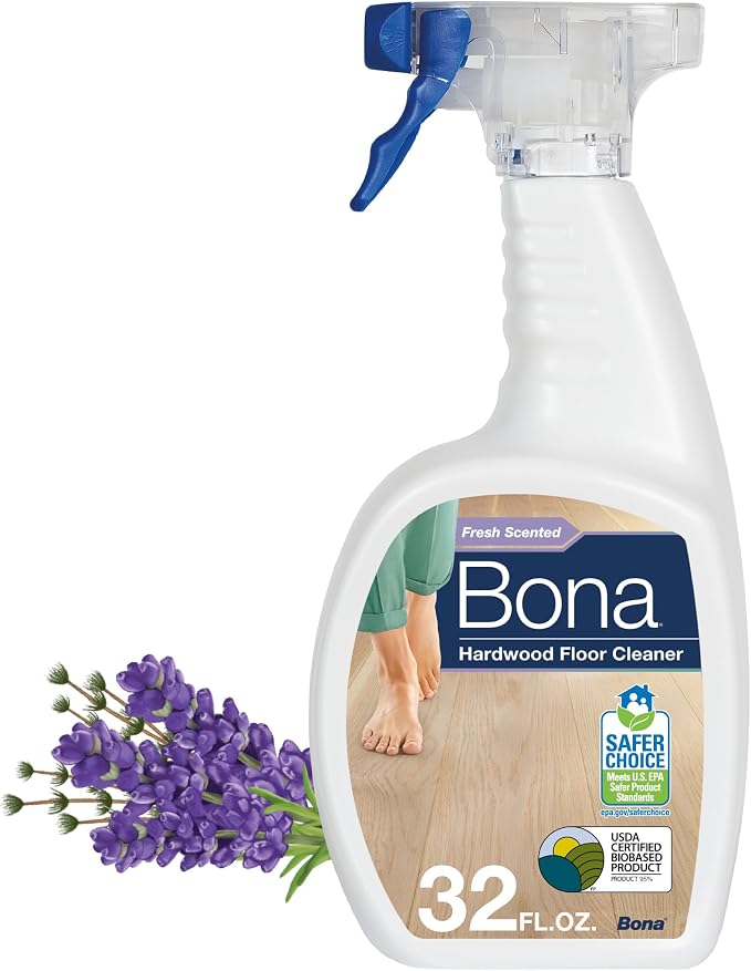 Bona Hardwood Floor Cleaner Spray - 32 fl oz - Lavender Thyme Scent - Refillable - Residue-Free Floor Cleaning Solution for Wood Floors