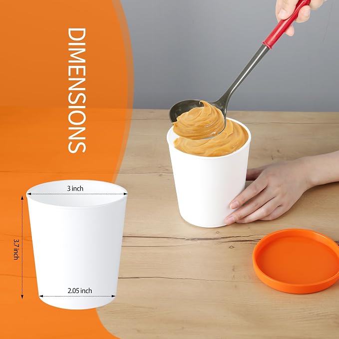 Mini Ice Cream Containers for Homemade Set (6 Pack - 8Oz), Reusable Ice Cream Storage Containers for Freezer, Leak-Free Ice Cream Containers with Silicone Lids