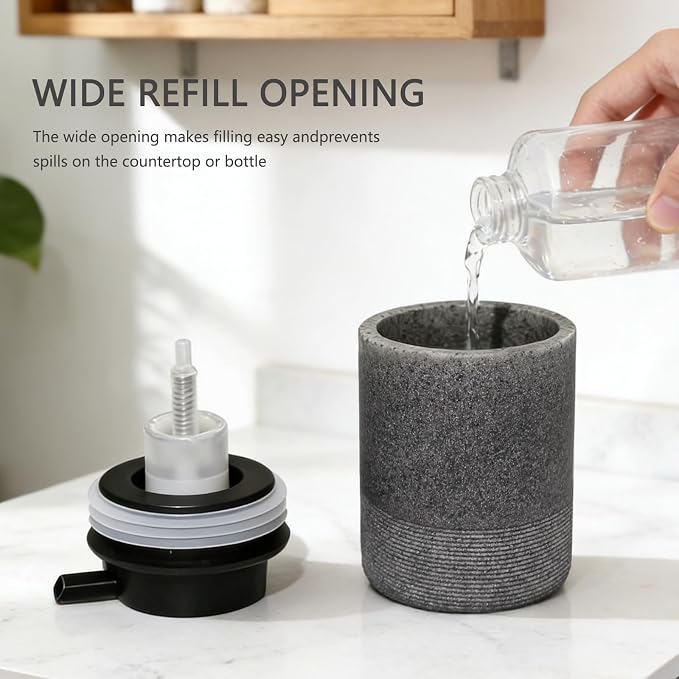 Resin Foaming Soap Dispenser, 11 OZ Bathroom & Kitchen Foam Soap Dispenser, Easy Press Pump, Refillable Hand Soap Dispenser, Modern Decor (Gray)