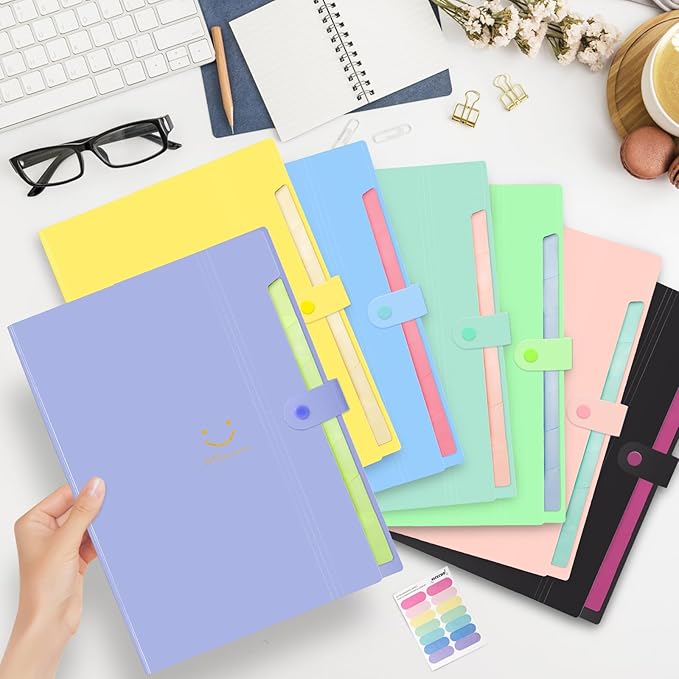 Expanding File Folder, 8 Pockets Accordion File Organizer, A4 Letter Size Paper Document Receipt Organizer Accordian Filing Folder for Classroom, Home, Office and Travel(Grass Green)