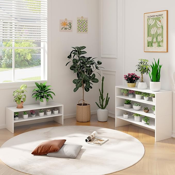 COSTWAY White Shoe Rack, 6-Tier Stackable Shoe Shelf for Closet | 31" Freestanding Extra Wide Storage Shoe Stand for Small Space Entryway Hallway Closet (2, White)