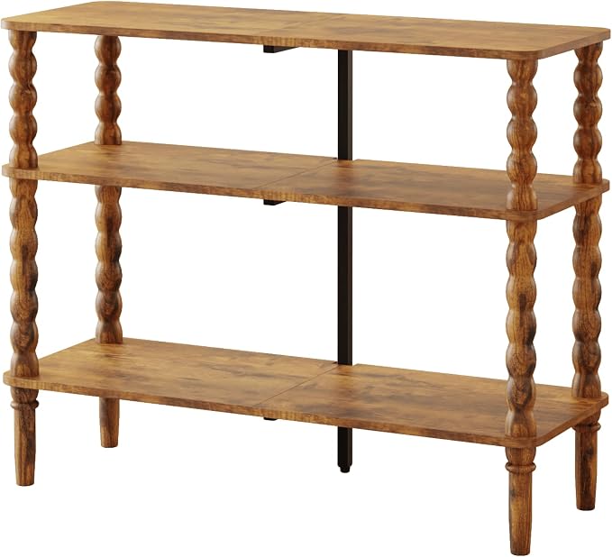 Veegle Shoe Rack,3 Tier Shoe Organizer with Solid Wood Legs for Closet, Entryway, Garage & Corridor, Easy Assembly Shoe Shelves,Rustic Brown