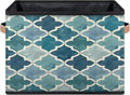 Retro Morocco Tile Closet Storage Bin, Foldable Storage Baskets for Shelves, Decorative Shelf Organizer Geometric Fabric Cube Bin for Living Room Bedroom Home Dorm