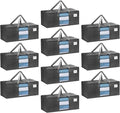 VENO 10 Pack Heavy Duty Moving Bags, Christmas Storage Bins with Lids, Transparent Window Design, Alternative to Moving Boxes, Storage Bags for Clothes, Blankets, Comforters, Pillows (Gray, 10 Pack)