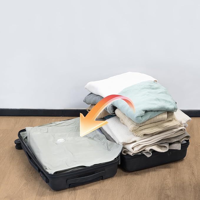 Umimile Vacuum Storage Bags for Travel with Electric Pump, Reusable Compression Bags for Travel, Space Saver Bags for Luggage, Suitcases and Backpack (2 Large + PUMP)