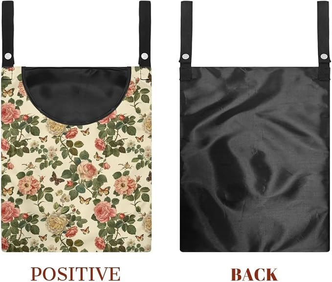Art Flowers Clothespin Pouch Clothespin Bag with Hanging Hook Waterproof Clothes Pin Hanging Bag Space-Saving Clothespin Storage Organize Clothespin Bag for Clothesline Outdoor