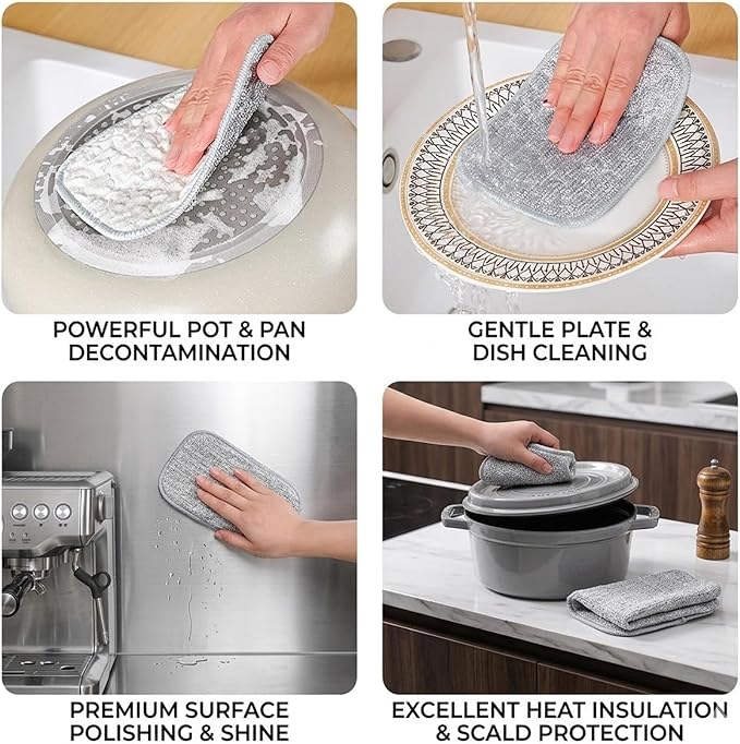 30PCS Double Side Non Scratch Wire Dishcloths,Reusable Multipurpose Wire Dishwashing Rags for Wet and Dry,Reusable Metal Scrubbing Pads Sponge Cloths for Kitchen, Sinks, Pots, Pans (Style A,20pcs)