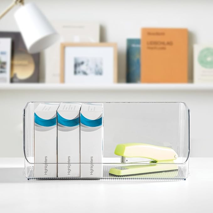 iDesign Stackable Open-Front Storage Bins for Kitchen and Pantry Organization - Set of 6 - Clear