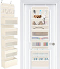 WISELIFE Over the Door Organizer - 6 Shelves Detachable Hanging Bedroom Storage Solution with 5 Large Pockets and 3 PVC Pockets for Dorm Bathroom, Pantry Nursery Baby Essentials (Beige)