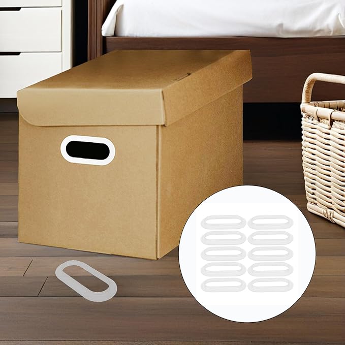 TIDTALEO 10pcs Plastic Box Handles for Cardboard Storage and Moving Boxes, Heavy Duty Straps for Large Carton Carrying and Organization
